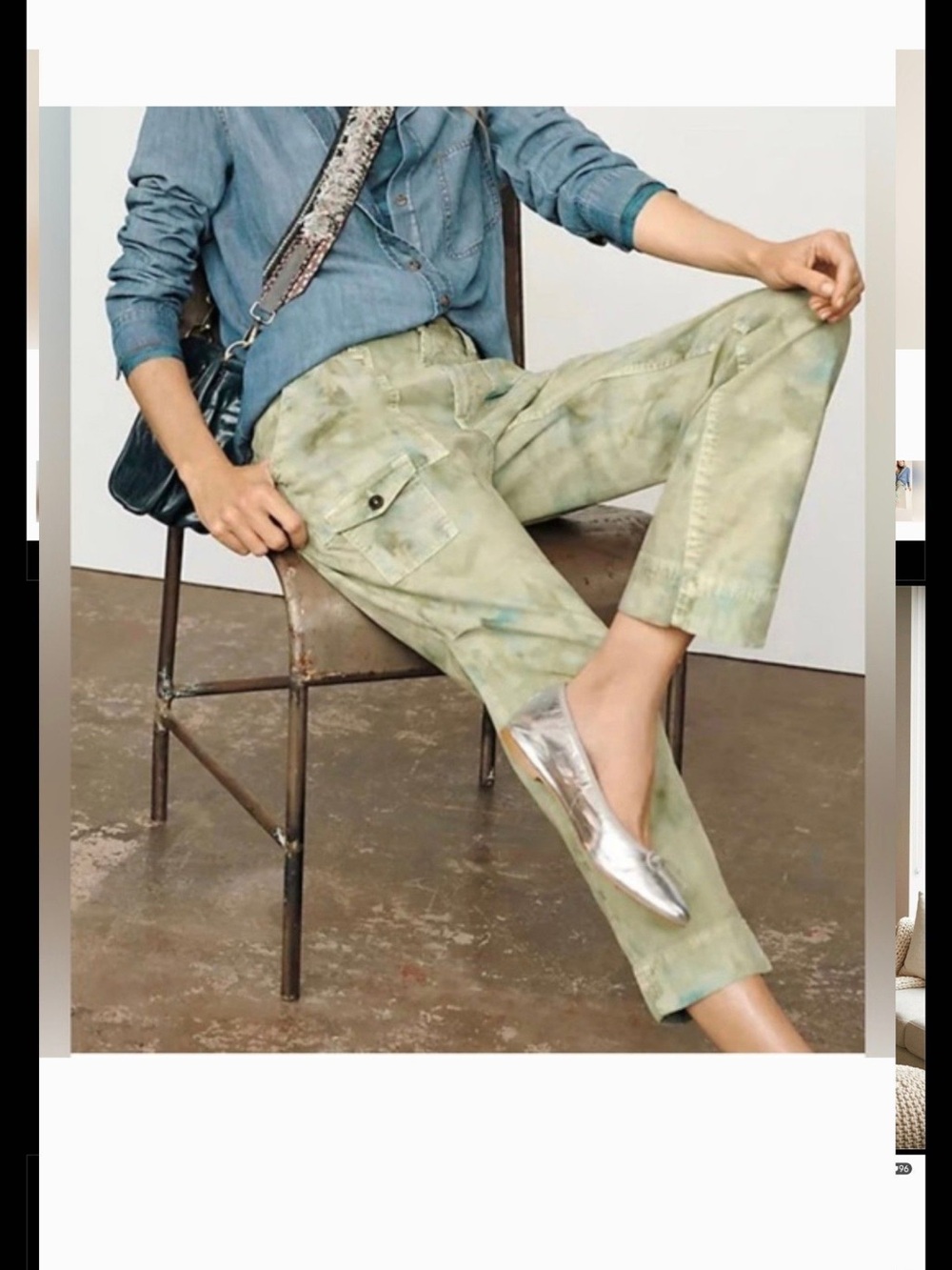 Anthropologie Washed Sage Green Pants with Pink Trim